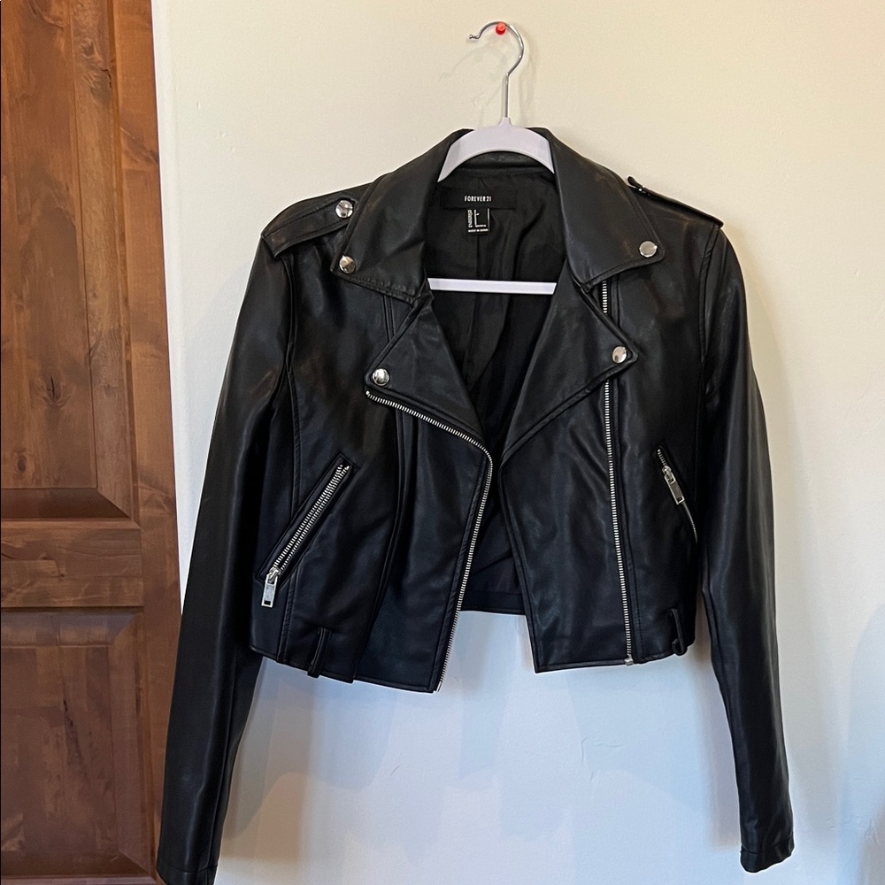 Black Leather Moto Jacket Forever 21